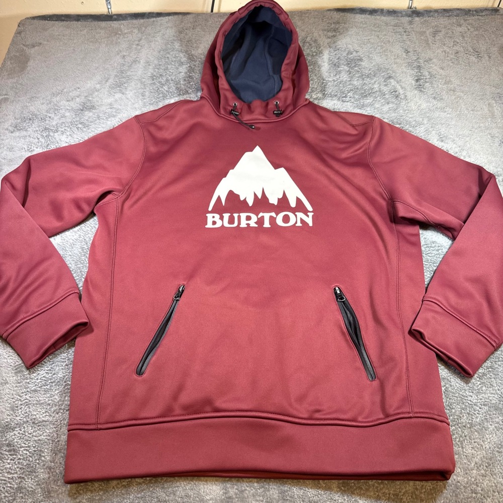 Burton Mens Dryride Crown Bonded Pullover Hoodie Maroon Large Ski Snowboard